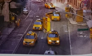 city street yellow taxis concept art optimized